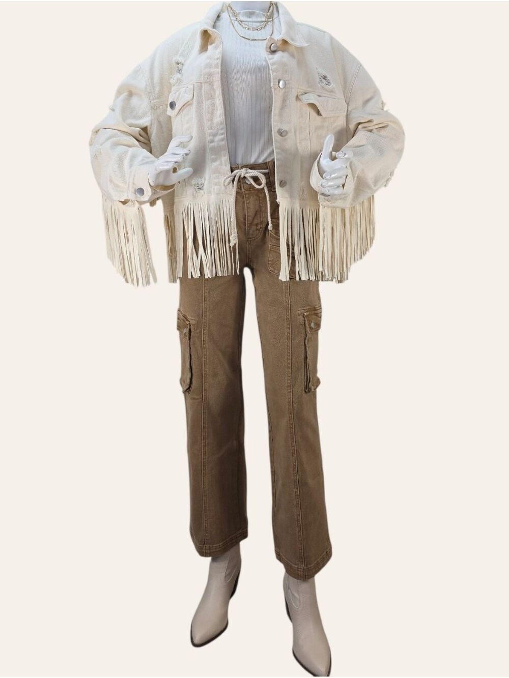 Risen Cocoa Cargo Straight Leg Jeans 1/25 NWT Western Luxe